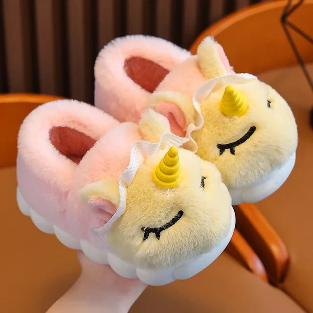 Kids Plush Unicorn Slippers