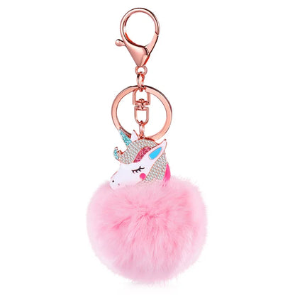Pink Puff Ball Keychain