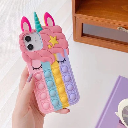 Pop Fidget Unicorn Case For iPhone 11 12 13 Pro X Xs Max XR 6 6s 7 8 Plus 5 5s SE
