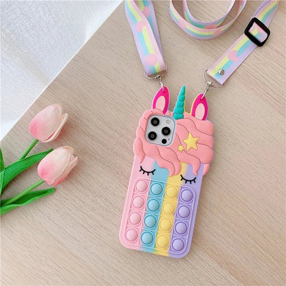 Pop Fidget Unicorn Case For iPhone 11 12 13 Pro X Xs Max XR 6 6s 7 8 Plus 5 5s SE