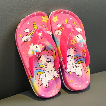 Girls Colorful Unicorn Flip-flops