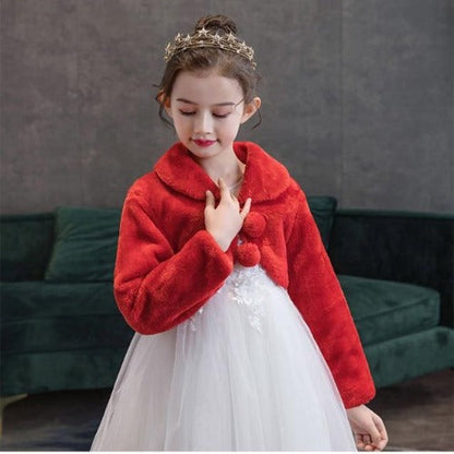 Fleece Pompom Long Sleeves Bolero