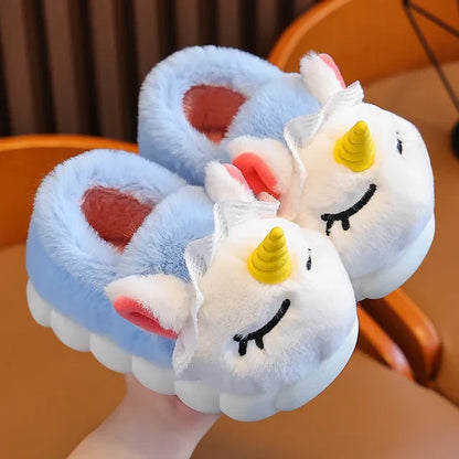 Kids Plush Unicorn Slippers