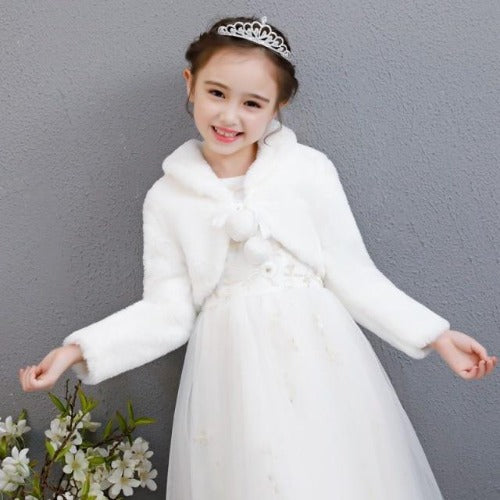 Fleece Pompom Long Sleeves Bolero