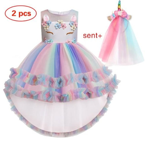 Long Back Ruffles Unicorn Dress
