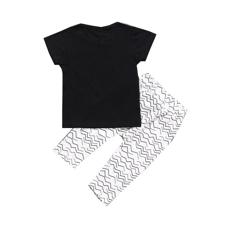 Boys'Cotton Short Sleeve Lettered Print Top + Pants Set