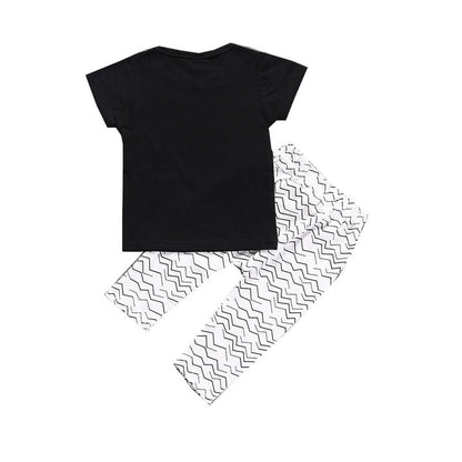 Boys'Cotton Short Sleeve Lettered Print Top + Pants Set
